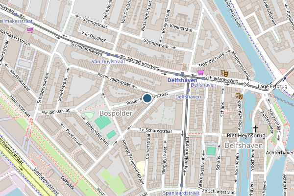 Politie-melding op Rosier Faassenstraat, Rotterdam op 30 juli, kaart-overzicht