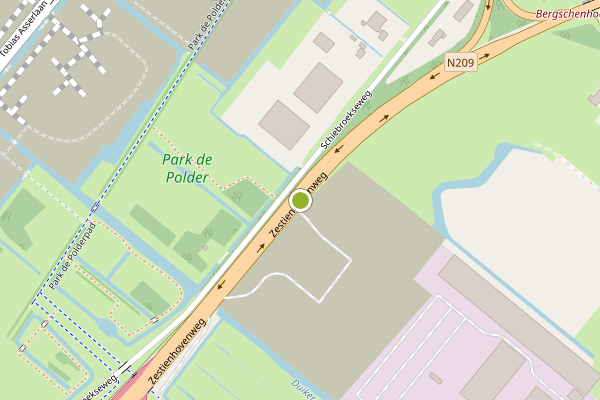 Ambulance-melding op Zestienhovenweg, Bergschenhoek op 18 mei, kaart-overzicht