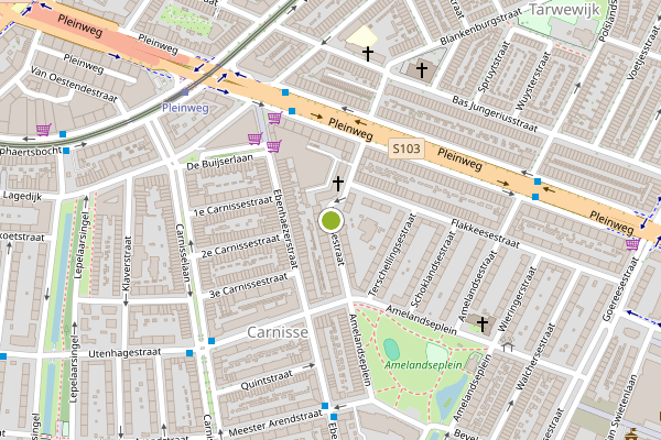 Ambulance-melding op Texelsestraat, Rotterdam op 31 juli, kaart-overzicht