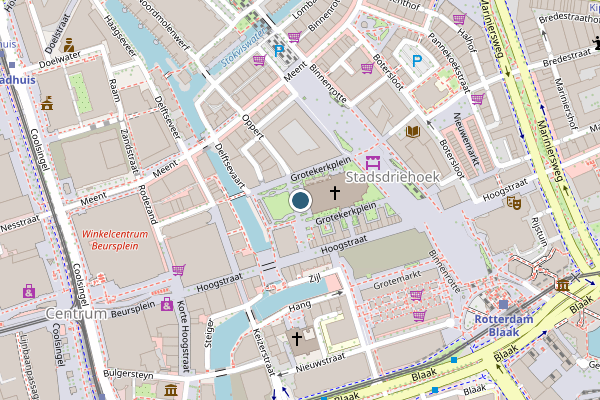 Politie-melding op Grotekerkplein, Rotterdam op 18 mei, kaart-overzicht