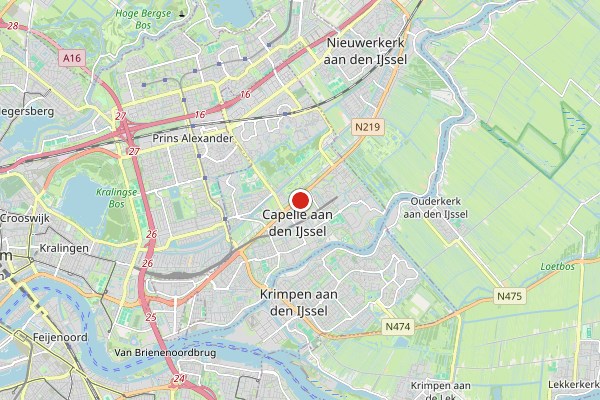 Brandweer-melding op Springersdiep, Capelle aan den IJssel op 18 mei, kaart-overzicht
