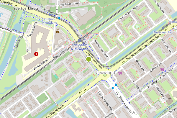 Ambulance-melding op Nieuwe Damlaan, Schiedam op 31 juli, kaart-overzicht