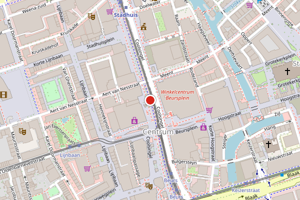 Brandweer-melding op Coolsingel, Rotterdam op 31 juli, kaart-overzicht
