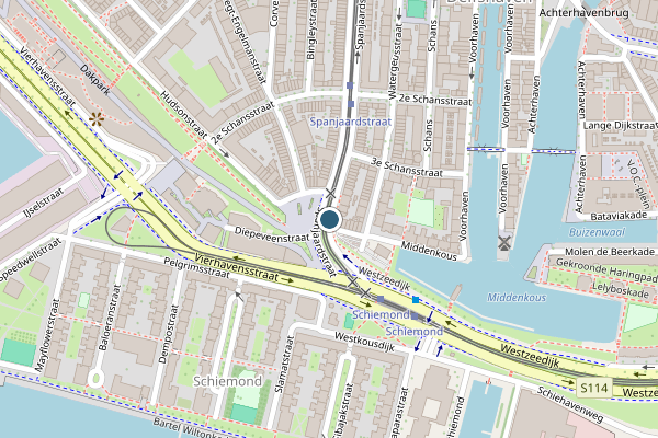 Politie-melding op Spanjaardstraat, Rotterdam op 18 mei, kaart-overzicht