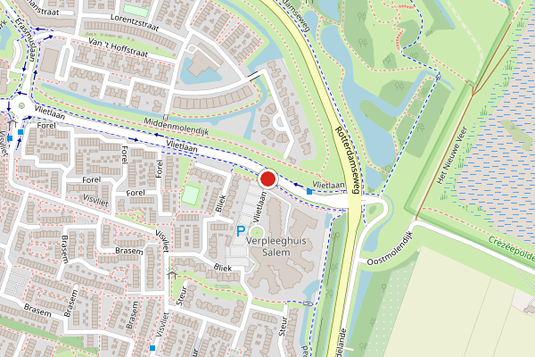 Brandweer-melding op Vlietlaan, Ridderkerk op 31 juli, kaart-overzicht