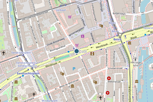 Politie-melding op Westblaak, Rotterdam op 1 augustus, kaart-overzicht