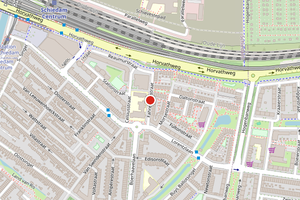 Brandweer-melding op Fahrenheitstraat, Schiedam op 18 mei, kaart-overzicht