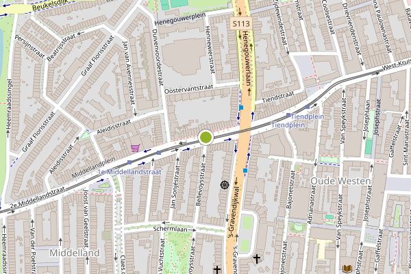 Ambulance-melding op 1e Middellandstraat, Rotterdam op 1 augustus, kaart-overzicht