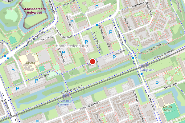 Brandweer-melding op Oslopad, Vlaardingen op 18 mei, kaart-overzicht