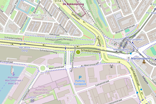 Ambulance-melding op Schiedamseweg, Rotterdam op 1 augustus, kaart-overzicht