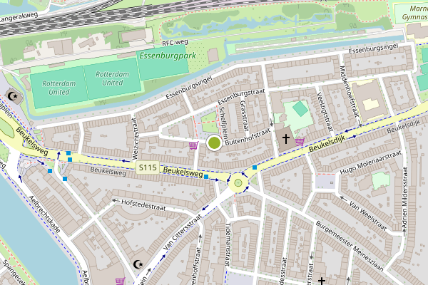 Ambulance-melding op Buitenhofstraat, Rotterdam op 1 augustus, kaart-overzicht