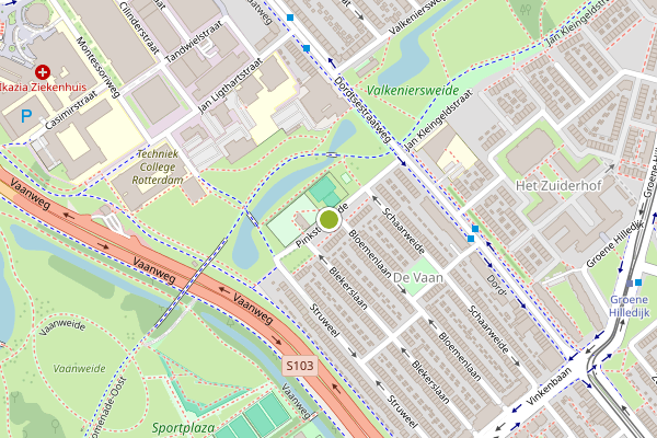 Ambulance-melding op Pinksterweide, Rotterdam op 1 augustus, kaart-overzicht