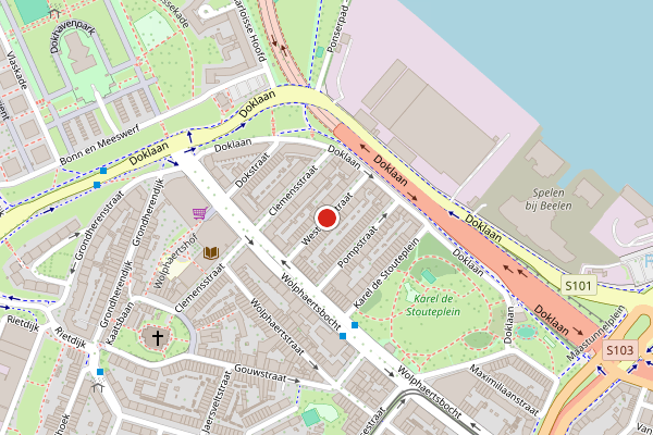 Brandweer-melding op Westduelstraat, Rotterdam op 1 augustus, kaart-overzicht