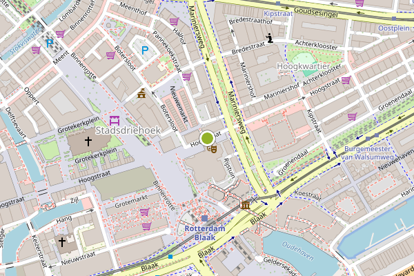 Ambulance-melding op Hoogstraat, Rotterdam op 1 augustus, kaart-overzicht