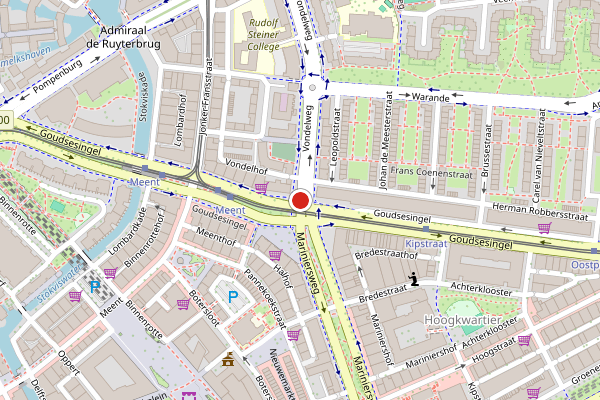 Brandweer-melding op Goudsesingel, Rotterdam op 2 augustus, kaart-overzicht