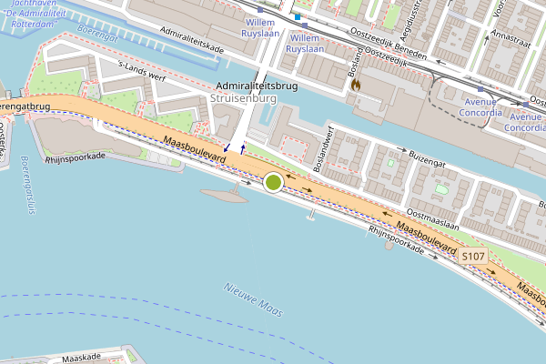 Ambulance-melding op Maasboulevard, Rotterdam op 2 augustus, kaart-overzicht