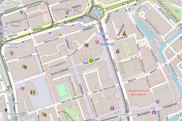 Ambulance-melding op Stadhuisplein, Rotterdam op 2 augustus, kaart-overzicht