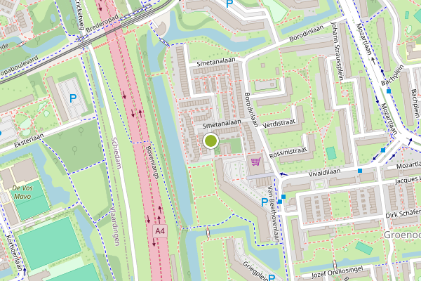 Ambulance-melding op Smetanalaan, Schiedam op 19 mei, kaart-overzicht
