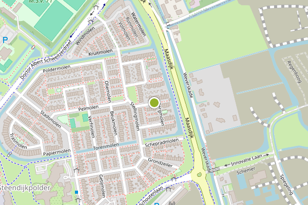 Ambulance-melding op Bergmolen, Maassluis op 2 augustus, kaart-overzicht