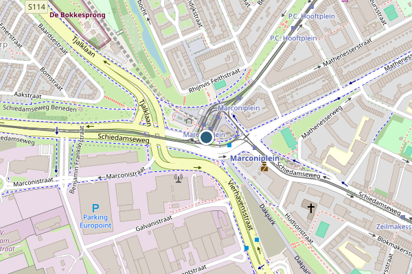 Politie-melding op Marconiplein, Rotterdam op 2 augustus, kaart-overzicht