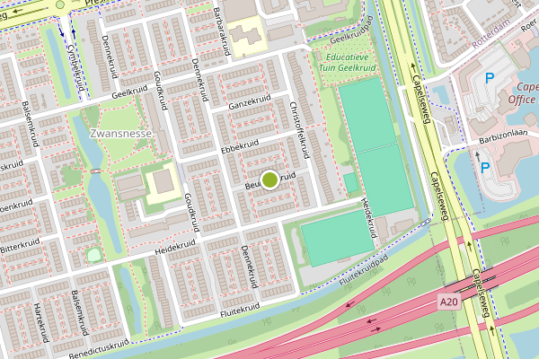 Ambulance-melding op Beursjeskruid, Rotterdam op 2 augustus, kaart-overzicht