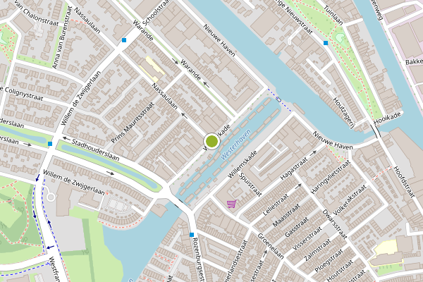 Ambulance-melding op Westerkade, Schiedam op 2 augustus, kaart-overzicht