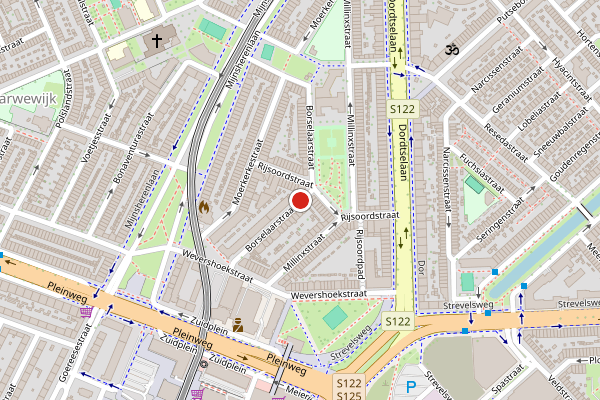 Brandweer-melding op Borselaarstraat, Rotterdam op 2 augustus, kaart-overzicht