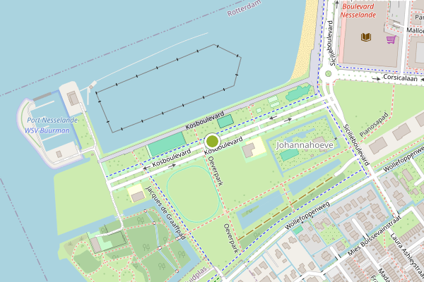 Ambulance-melding op Kosboulevard, Rotterdam op 2 augustus, kaart-overzicht