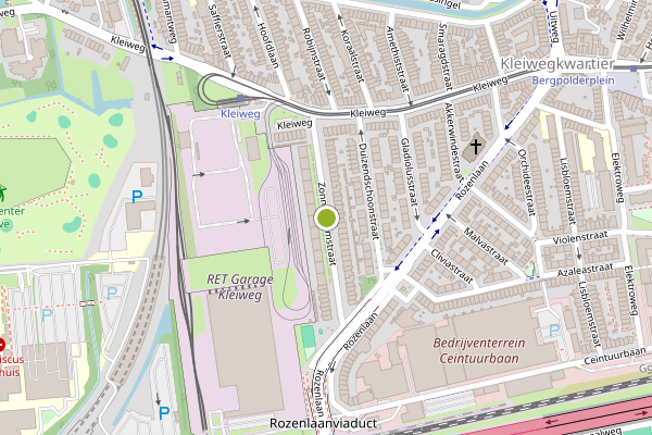 Ambulance-melding op Zonnebloemstraat, Rotterdam op 2 augustus, kaart-overzicht