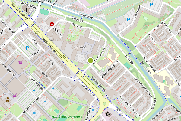 Ambulance-melding op Richard Hollaan, Maassluis op 2 augustus, kaart-overzicht