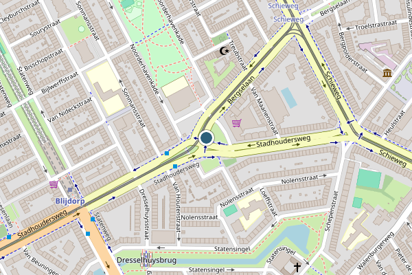 Politie-melding op Stadhoudersplein, Rotterdam op 2 augustus, kaart-overzicht