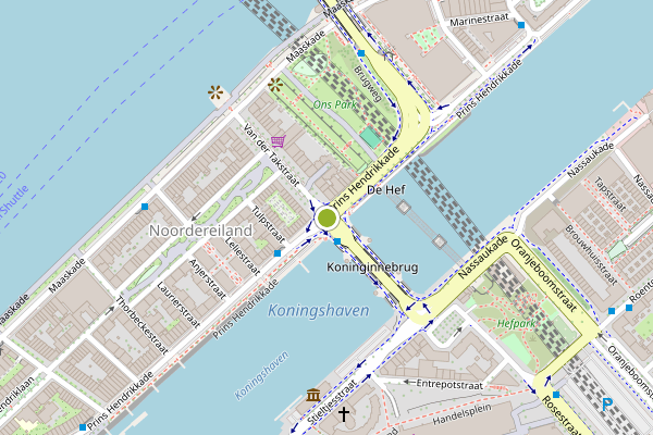 Ambulance-melding op Prins Hendrikkade, Rotterdam op 2 augustus, kaart-overzicht