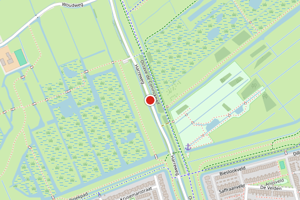 Brandweer-melding op Harreweg, Schiedam op 3 augustus, kaart-overzicht
