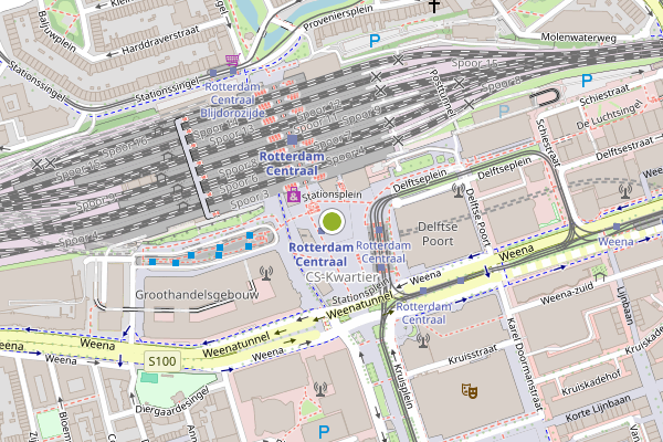 Ambulance-melding op Stationsplein, Rotterdam op 3 augustus, kaart-overzicht
