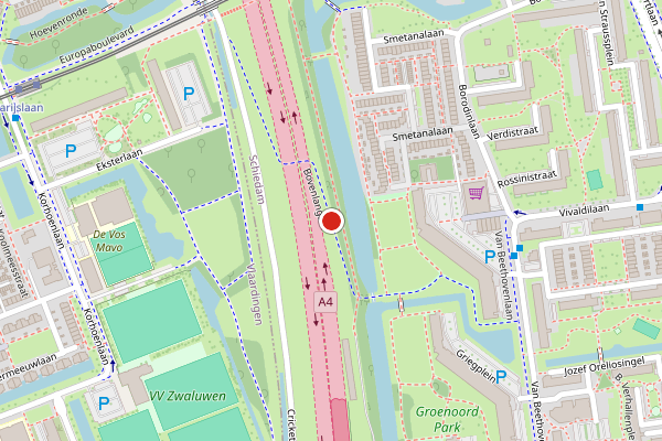 Brandweer-melding op Bovenlangs, Schiedam op 3 augustus, kaart-overzicht