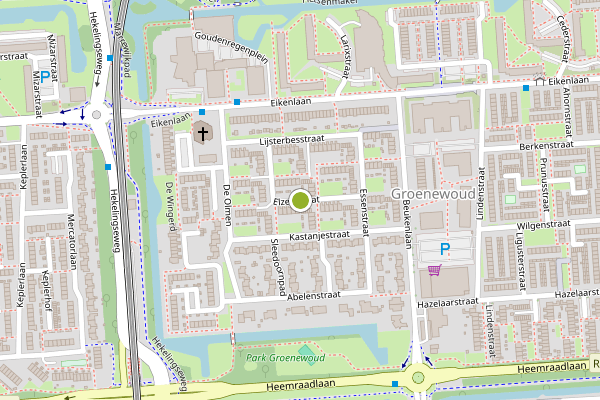 Ambulance-melding op Elzenstraat, Spijkenisse op 3 augustus, kaart-overzicht