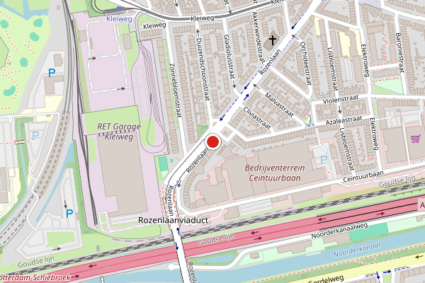 Brandweer-melding op Rozenlaan, Rotterdam op 4 augustus, kaart-overzicht