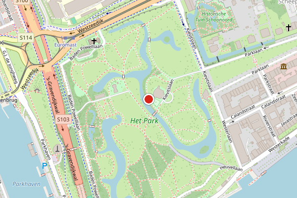 Brandweer-melding op Het Park, Rotterdam op 4 augustus, kaart-overzicht