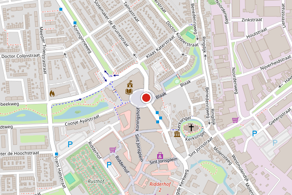 Brandweer-melding op Koningsplein, Ridderkerk op 4 augustus, kaart-overzicht