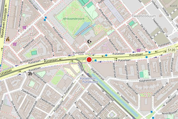 Brandweer-melding op Putselaan, Rotterdam op 4 augustus, kaart-overzicht