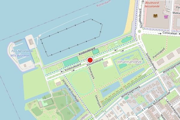 Brandweer-melding op Kosboulevard, Rotterdam op 4 augustus, kaart-overzicht