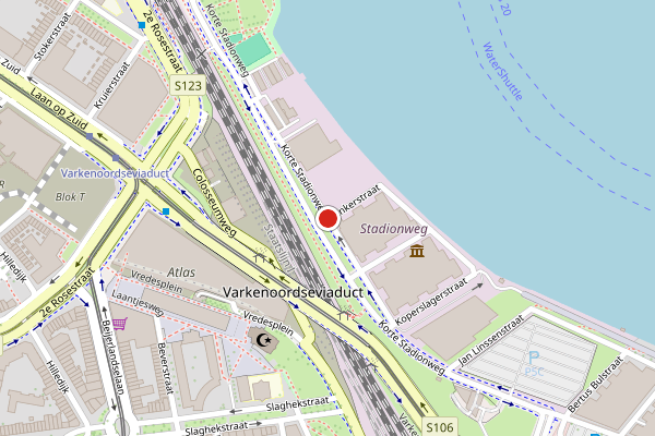 Brandweer-melding op Korte Stadionweg, Rotterdam op 4 augustus, kaart-overzicht