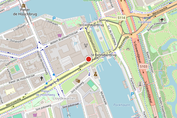 Brandweer-melding op Westzeedijk, Rotterdam op 4 augustus, kaart-overzicht