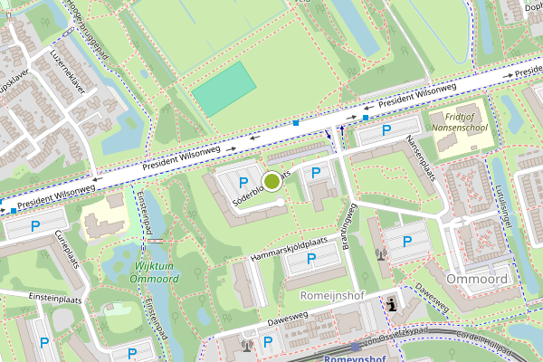 Ambulance-melding op Soderblomplaats, Rotterdam op 4 augustus, kaart-overzicht