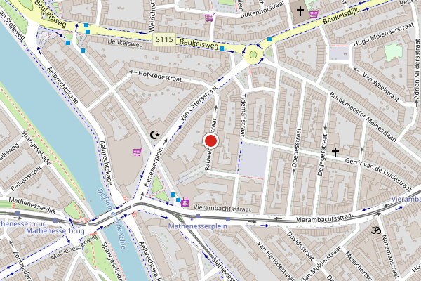 Brandweer-melding op Rauwenhoffstraat, Rotterdam op 5 augustus, kaart-overzicht