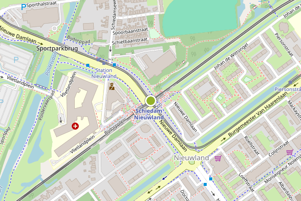 Ambulance-melding op Nieuwe Damlaan, Schiedam op 20 mei, kaart-overzicht