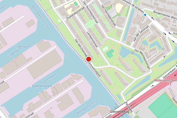 Brandweer-melding op Van Adrichemweg, Rotterdam op 5 augustus, kaart-overzicht