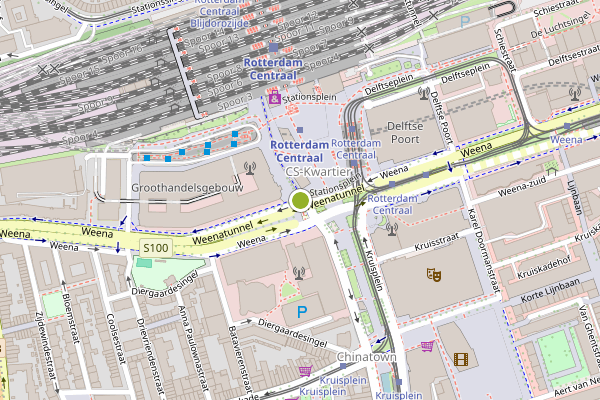 Ambulance-melding op Weena, Rotterdam op 5 augustus, kaart-overzicht