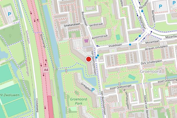 Brandweer-melding op Sibeliusplein, Schiedam op 5 augustus, kaart-overzicht