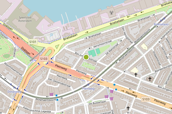 Ambulance-melding op Bas Jungeriusstraat, Rotterdam op 20 mei, kaart-overzicht